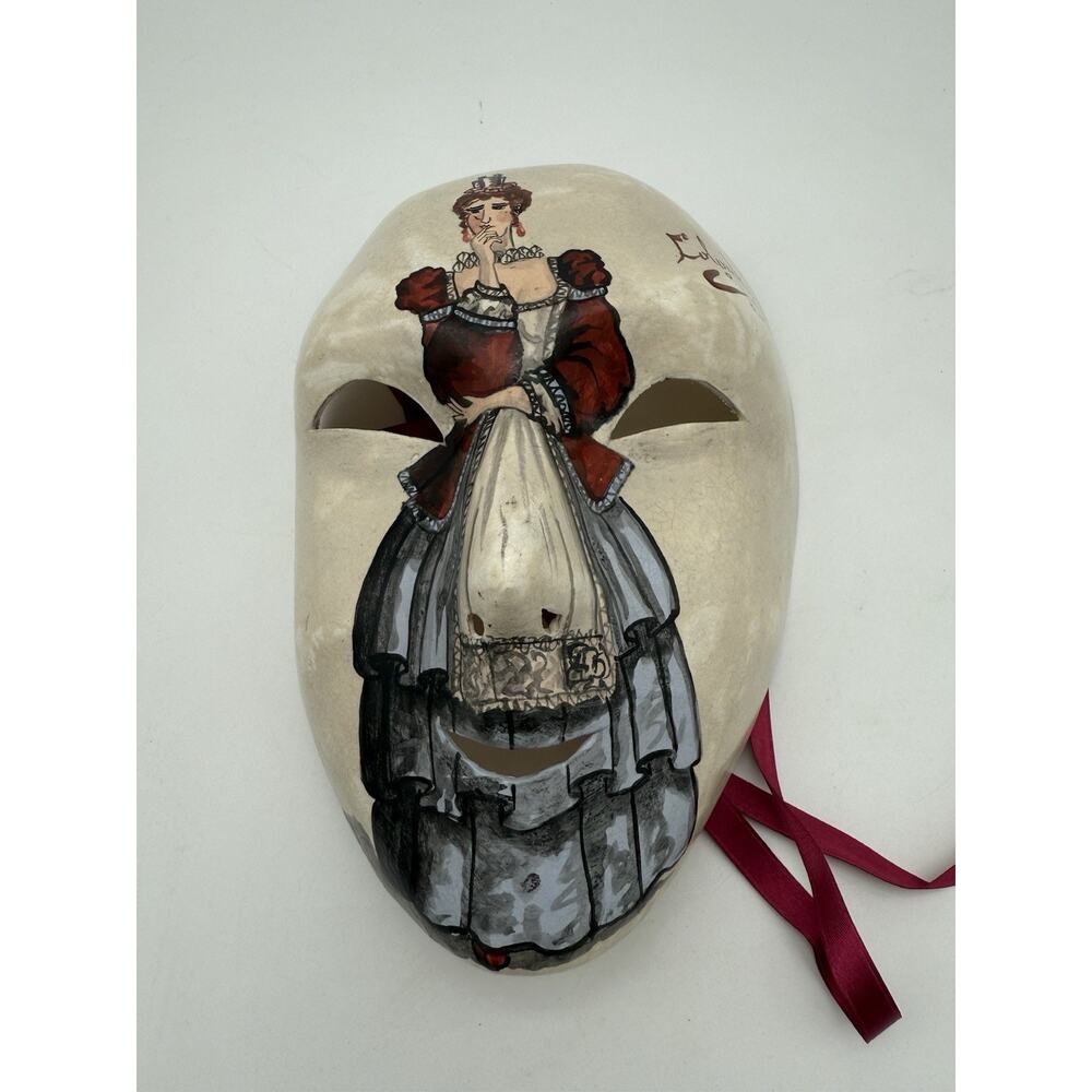 Venetian Mask Tragicomica Costume Store Venice Italy Paper Mache Lady In Dress